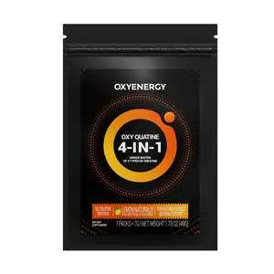 OXYENERGY QUATINE 4-in-1 Muscle Creatine Powder Trial Pack | 7 Sticks- 5000mg Creatine for Strength & Power | Lemon Flavor