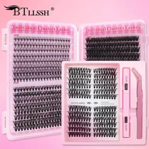 756 Pcs High-Quality DIY False Eyelashes Set, Dense D Curl, Mixed Lengths, Includes Tweezers and Glue, Perfect for Daily Use and Dates
