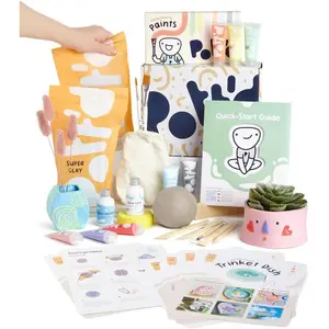 Air Dry Clay for Adults. Beginners  Pottery Kit for Adults. DIY Crafts Includes: Air-Dry Clay, Tools, Paints, Brushes, Sealant, Guides