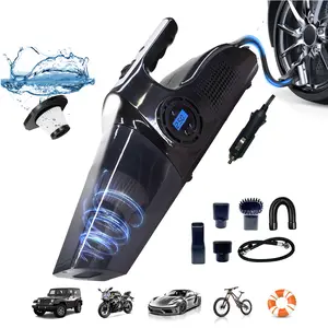 Handheld Tire Inflator, Portable Car Vacuum Cleaner, Air Compressor with Digital Pressure Gauge, Suitable for Cars, Motorcycles, Bicycles, Balls