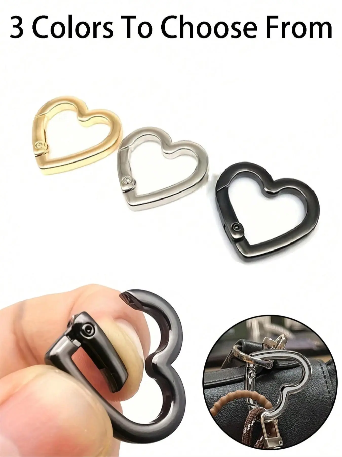 Metal Heart Shaped Spring Clip, Openable Bag Strap Connector, Outdoor Camping Hiking Accessories, DIY Bag Parts, Phone Case Pendant, Carabiner Buckle, Carabiner Clips, Carabiner Cute