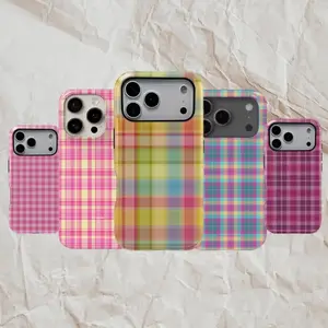 Rainbow Plaid Phone Case, Retro Tartan Pattern Cover, iPhone 17-11, Clean Girl Vibe