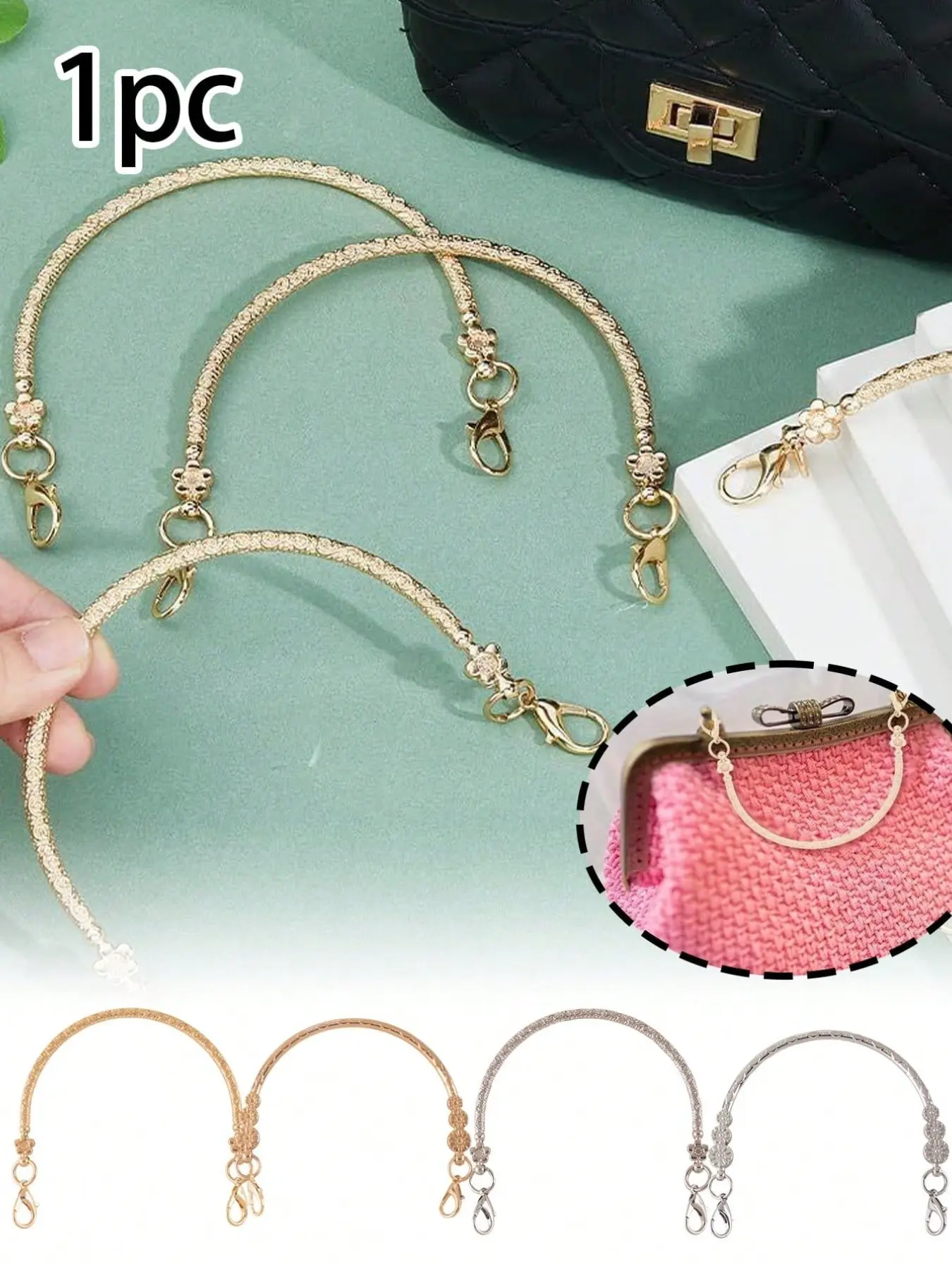 Metal Wallet Handle, Durable Alloy Handbag Replacement Strap, Decorative, Resistant, Non-Deforming, Suitable for DIY Bags, Women, Gifts, Bag Accessories, Bag Straps, Purse Handles