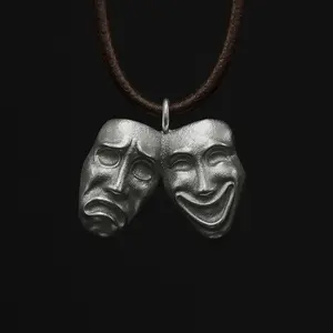 Metal Casted Theater Masks Necklace Design