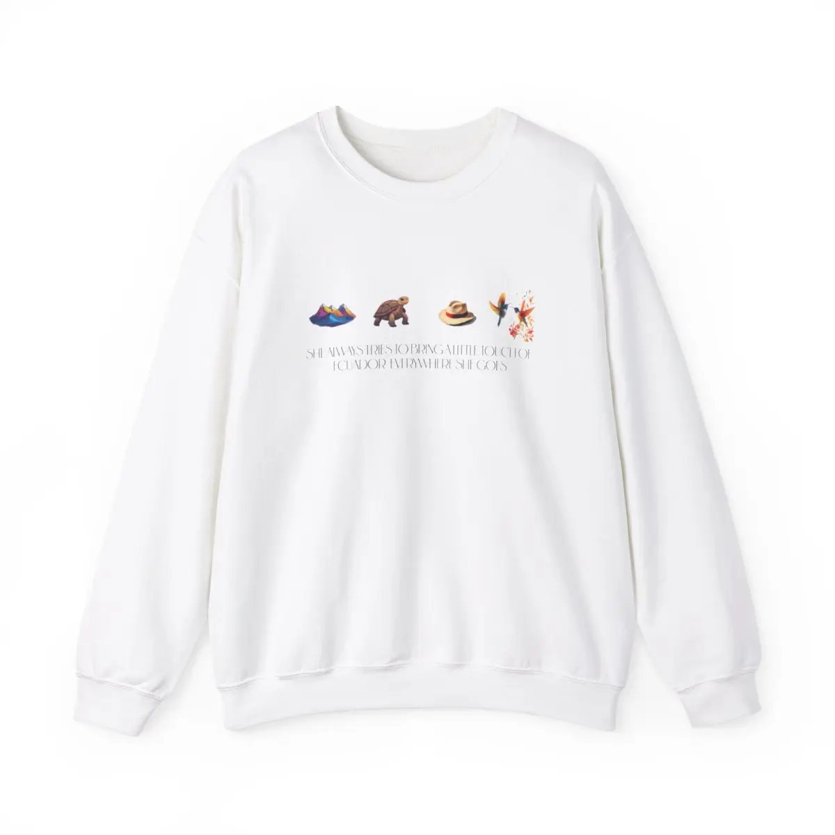Ecuador Everywhere She Goes" Collection & Letter Print Crewneck Sweatshirt, Casual Soft Comfort Round Neck Pullover for Fall & Winter, Outfits 2024