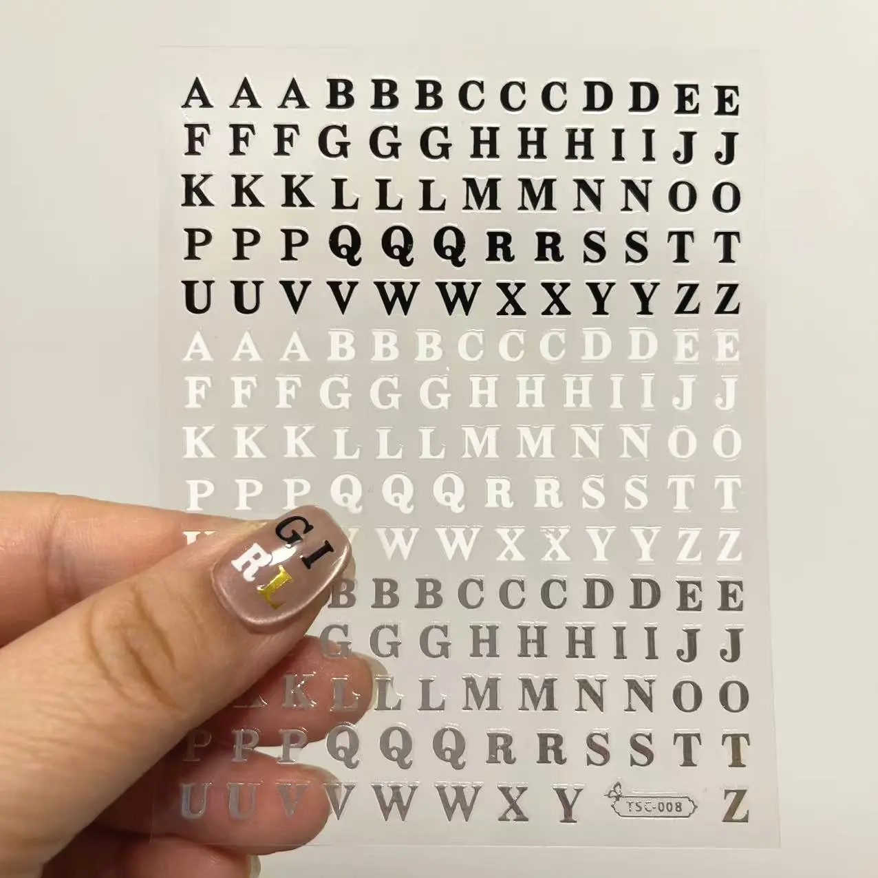 1 Sheet 3D Nail Art Stickers Vintage Silver Color Letter Design, DIY Essential Nail Decorations, Nail Art Supplies, Beauty Accessories for Manicure, Wrap Nail Design, Nails Art