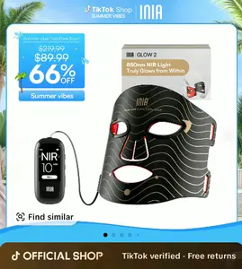 INIA GLOW 2 Red Light Therapy Mask , 4 Light Modes with 850nm NIR, 2600mAh Rechargeable LED Face Mask for Skincare at Home and Travel