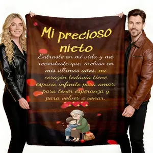 Grandma’s Love Blanket for Grandson - Grandma's Hug Flannel Blanket ,Creative High-Definition Print ,Soft  and Warm ,Perfect Gifts for All Seasons,Office Nap Blanket,Sofa Blanket