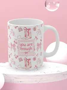 You Are Enough Mug 11 oz - Positive Body Mental Health Awareness Self Love Gifts for Woman Bestie Beauty Appreciation My Body My Choice Safe Space