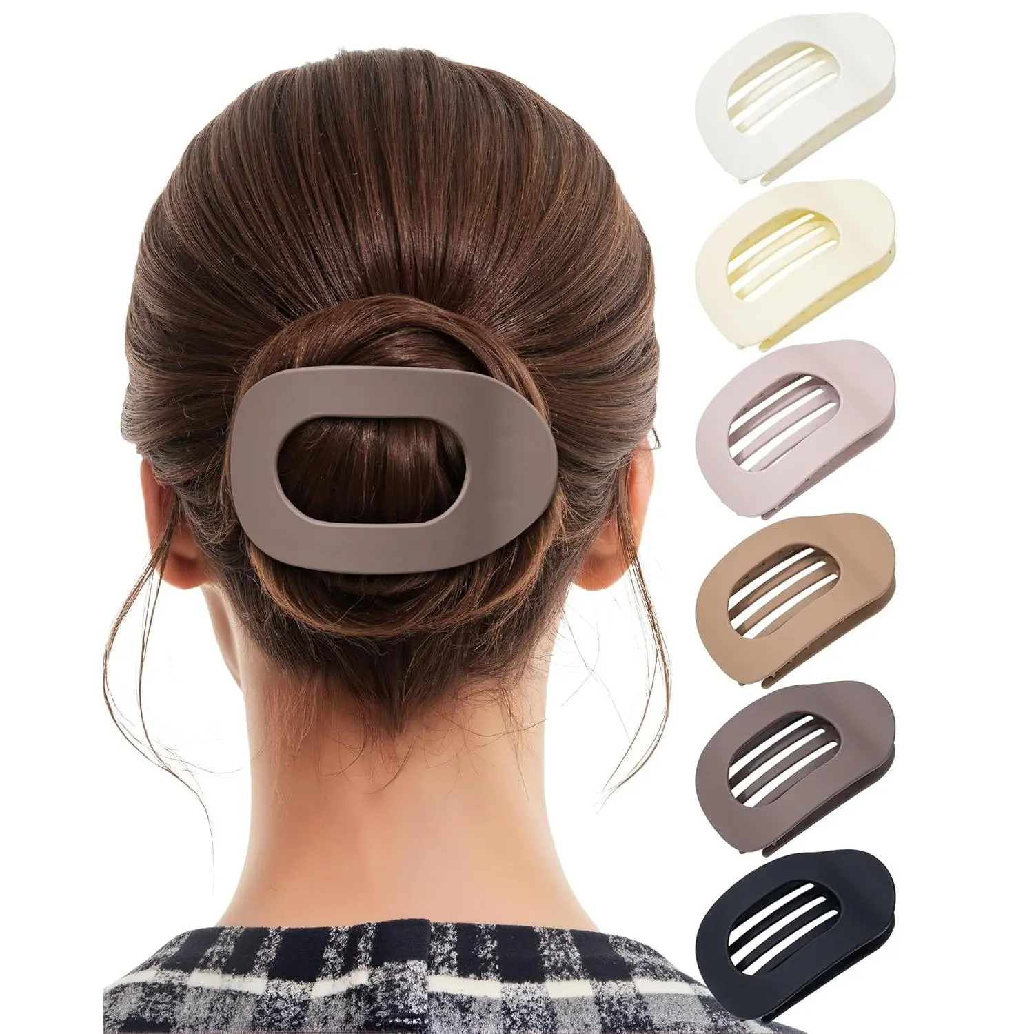 6 count Flat Hair Clips for Women -  Medium Flat Claw Clips for Thick Thin Hair,  Grip Non Slip Hair Claw Clips for Women Girls