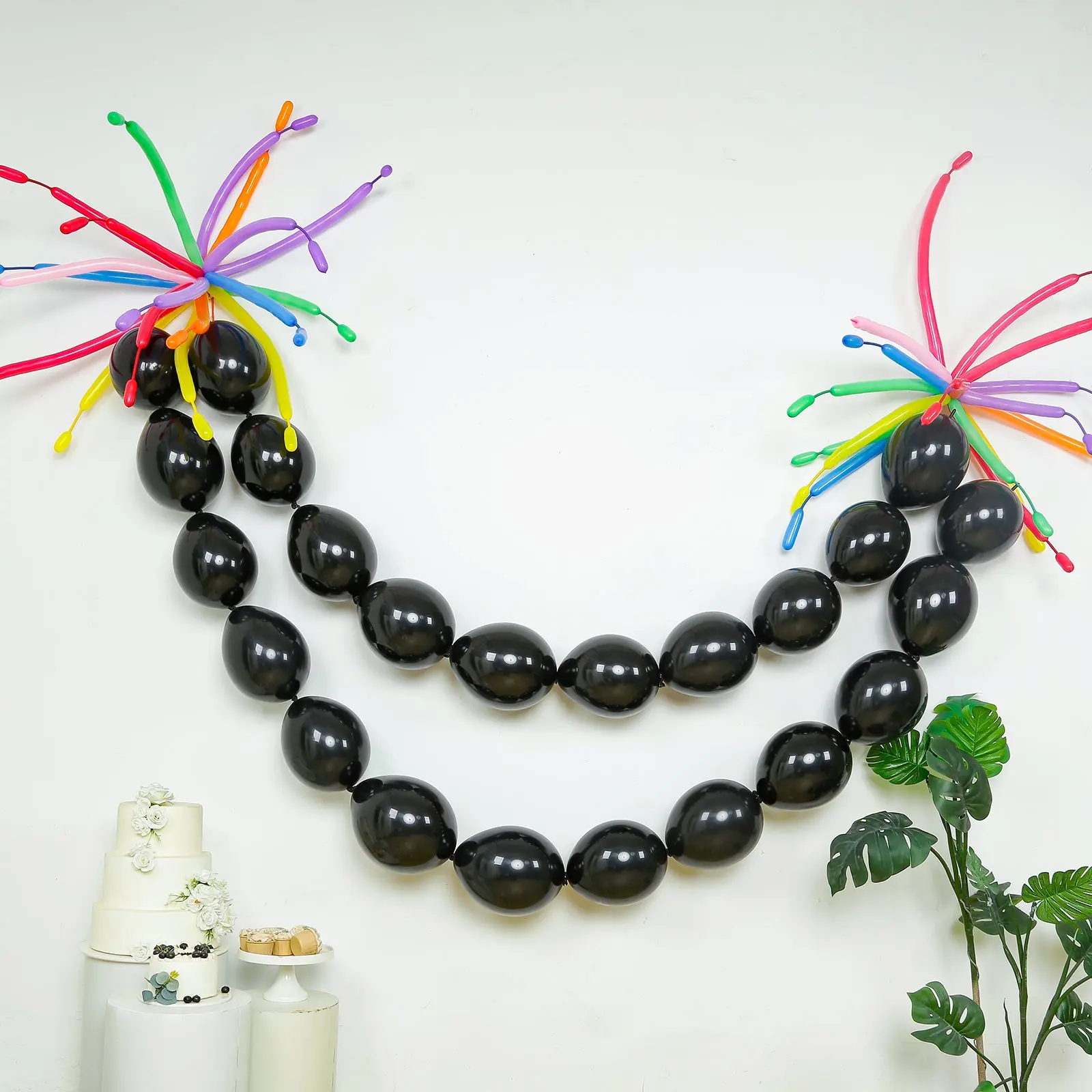 100 Pcs Biodegradable Quick Link Balloons 10" Matte Pastel Black, Latex Linking Balloons for Balloon Chains, Garland, Arch, Backdrop & Wall Decor