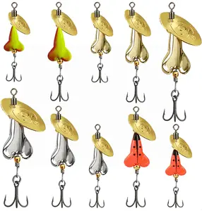 10 Pcs Hard Metal Inline Spinner Baits Sinking Fishing Lure Kit Underwater Spinnerbaits with Tackle Box for Bass Trout Salmon.