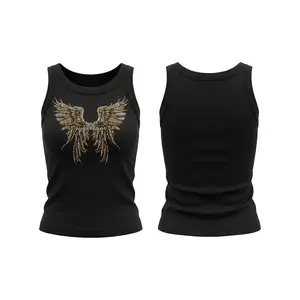 TCH black rhinestone wing slim fitting camisole vest for women in spring and summer of 2026, new style for slimming, inner and outer tops