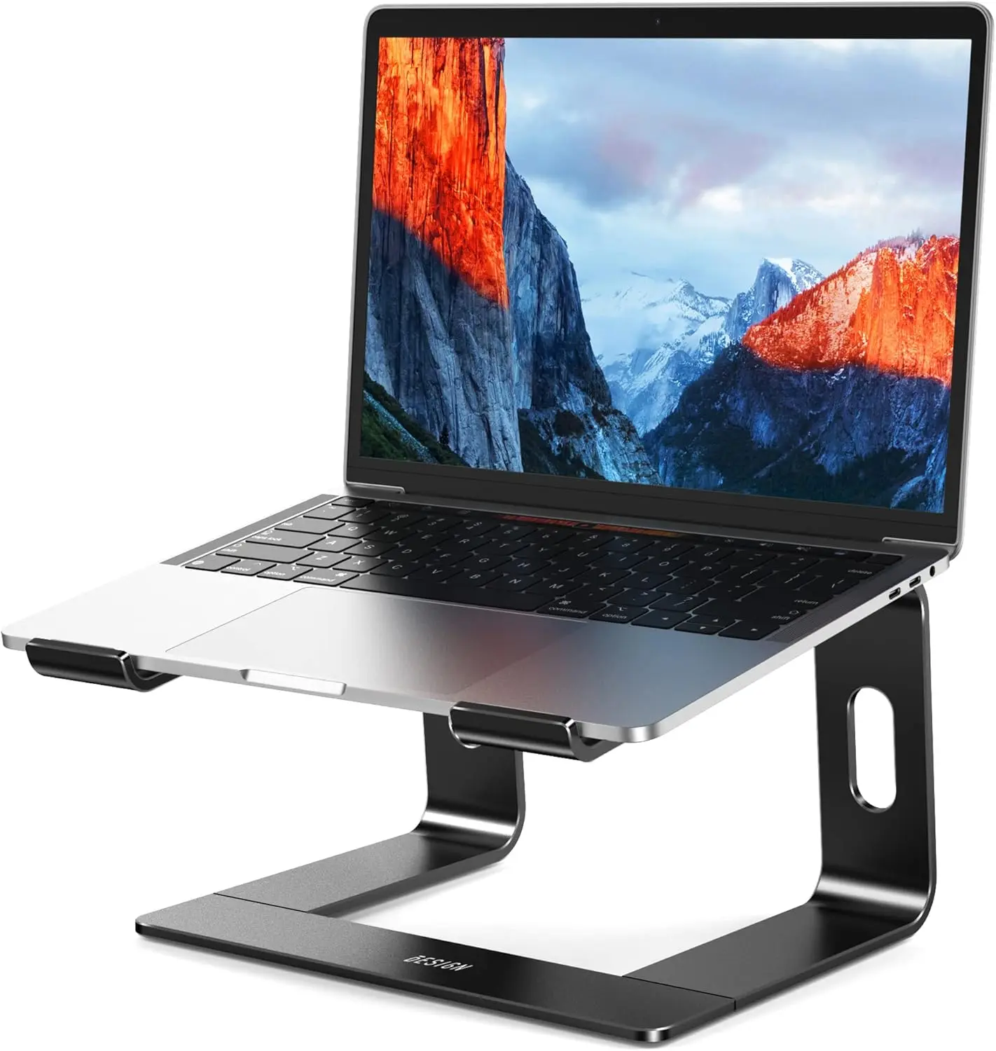 Aluminum Laptop Stand, Ergonomic Detachable Computer Stand, Notebook Riser, Laptop Mount Compatible with Air, Pro, Dell, HP, Lenovo More 10-15.6" Laptops, Black