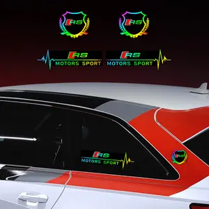 4pcs car stickers for RS(33 other logos optional) seven-color gradient PC laser color gradient decals. Car stickers. Colorful colors, changing with the light.