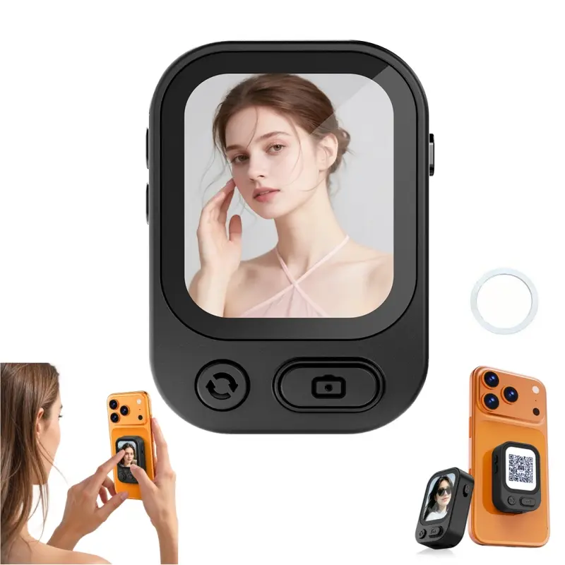 2026 New Selfie Split Screen Monitor, Clear Rear Camera Selfies, Wireless Bluetooth Remote, Perfect for Travel, Queue Shooting/Live Stream, Works with iPhone 18/17/16 and All Android Smartphones