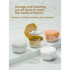 Sealed Portable Storage Box for Invisible , Orthotics, Children's Orthodontic Retainers and Elderly Dentures with Cleaning Function Adult Dental Braces
