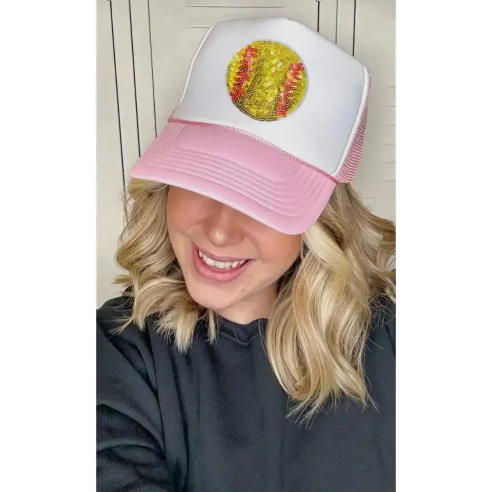Sequin Softball Trucker Hat | Pink | PRE-ORDER