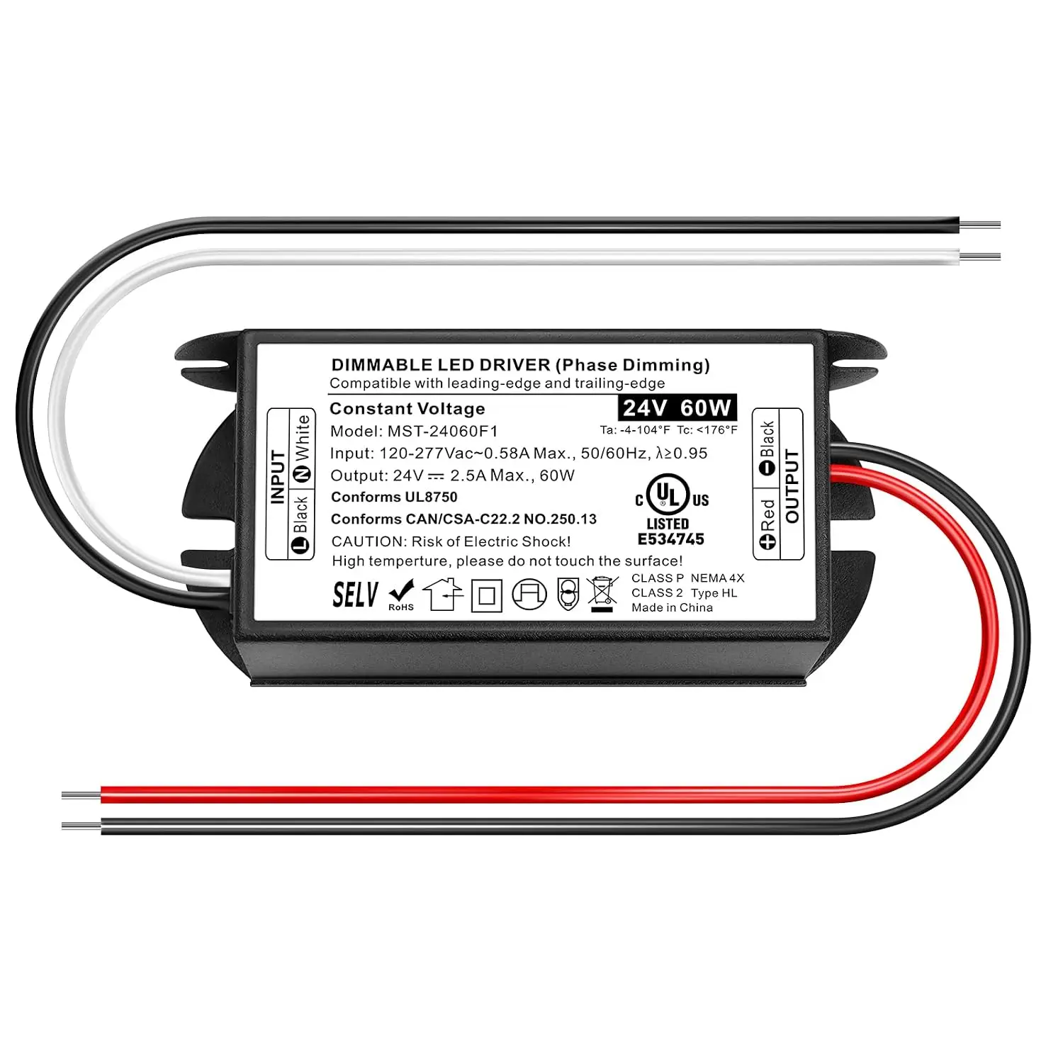 24V 60W Dimmable LED Driver, Works with Lutron &  Dimmer Switches