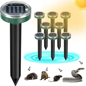 Mole Repellent Solar Powered 10 Pack Snake Repellent Ultrasonic, Groundhog Repeller,Gopher Repeller Sonic Mole Deterrent Spikes, Snake Gopher Mole Vole Outdoor for Lawn Garden & Yard Electronic Pest Flash Light,Summervibes Solar-Powered Animal Rodent