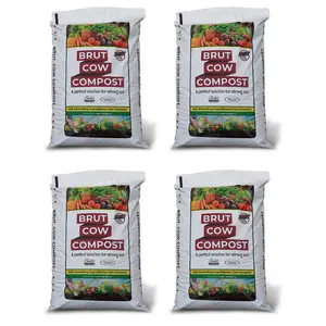 Brut Cow Compost, 4 Pack Composted Cow Manure Organic Soil Amendment, 1 Cu Ft