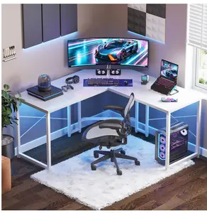 Computer Desk L Shaped, 51 Inch Reversible L Shaped Desk, Gaming Desk, Home Office Desk, Carbon Fiber White