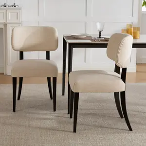 22.44*19.49*32.87 Inch Modern Upholstered Dining Chairs Set of 2, 250 LBS High Capacity Wooden Leg Side Chairs, Stable Durable Easy Assembly Armless Leisure Chairs for Small Space Kitchen Dining Room