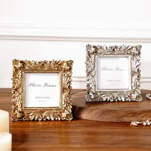 Creative Chrysanthemum Pattern Photo Frame, Sturdy Frame Design, & Silver Color Resin Material, Home Decor Photography Prop, 1 Piece