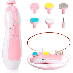 Baby Nail Trimmer Electric-6 in 1 Baby Nail File Clippers Infant Grooming Kit Manicure Set for Toddler or Adults, Pink