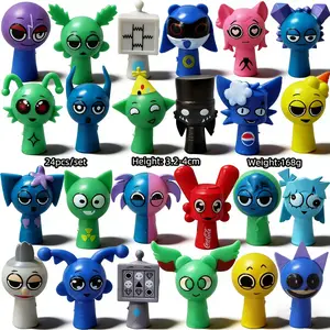 New Upgraded Sprunki Action Figures Set 24pcs, Music Game Collectible Dolls, Whimsical Art Style Figurines, Perfect Car & Desktop Decor, Christmas Birthday Holiday Gifts for Adults & Youngsters, Shopkin Shq Room Decor