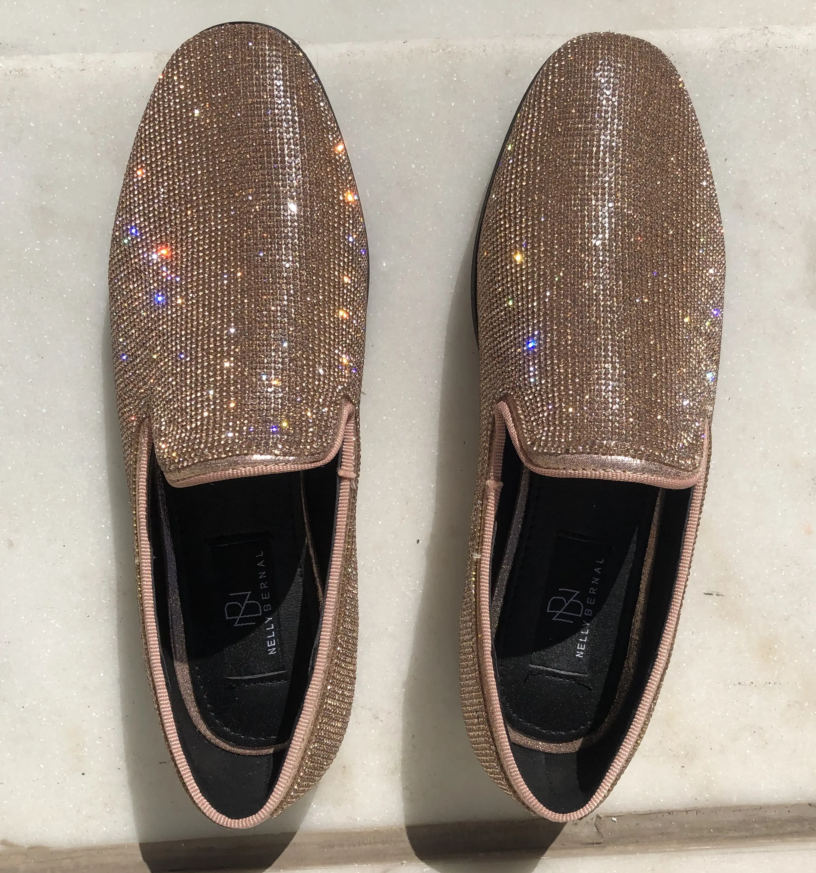 Multi-colored Crystal Diamond Cushioned Loafers for Party 