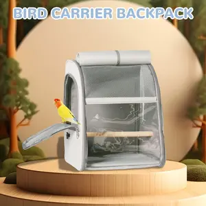 Portable Bird Travel Backpack with Wooden Perch And Soft Mat, Walker Pet Carrier Backpack, Clear Window Backpack for Travel, Hiking, Outdoor, Veterinary Visits