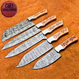 Handmade Damascus Steel 5-piece Chef Knife set