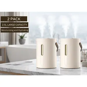 Humidifiers for Bedroom 2 Pack - Quiet (2.5L Water Tank) - Cool Mist/Top Fill/Essential Oil Diffuser/25Watt - Home/Large Room - 360° Nozzle - Rapid Ultrasonic Humidification for Baby Nursery/Plant