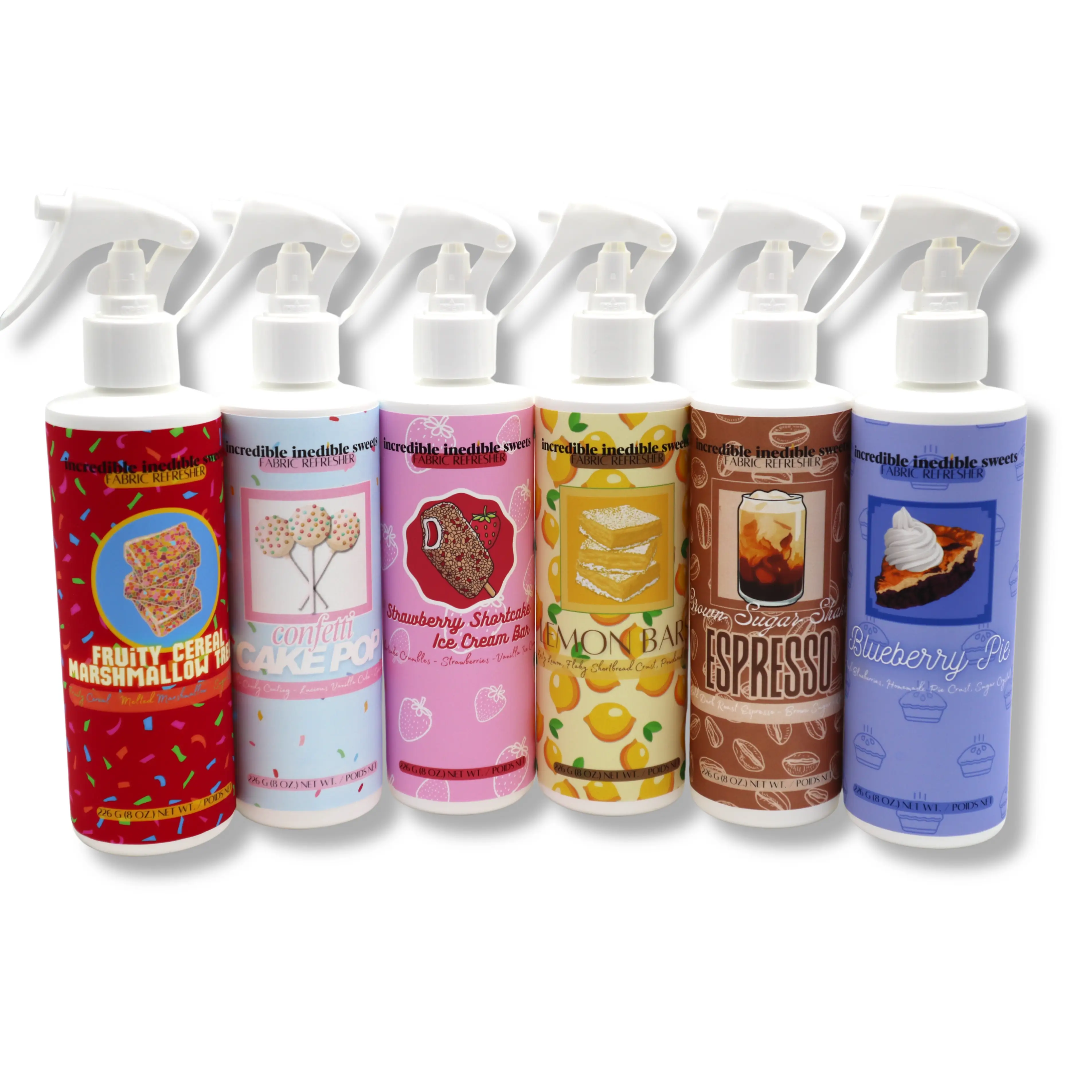 Year Round Collection Incredible Inedible Sweets Dessert Scented Premium Fabric Refresher  Linen Spray  8 oz  4 Oz Bottles