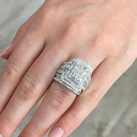 2 Pcs/Set Charm Cubic Zirconia Pave Elegant Engagement Beautiful Rings For Women For Wedding Engagement Party Fashionable Jewelry Valentine's Day Gift