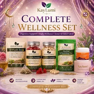 Kaylumi 5-Piece Daily Balance Edible Supplement Complete Set - Bundle with Tea, Gummies, Capsules, Cream