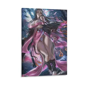 Kamados Nezuko Anime Poster. Sexy Girls in White Underwear. Game Aesthetic. Poster Canvas Wall Art For Bedroom Decor Bar Office Room Decor Gift