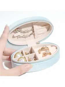 New Velvet Oval Duck Egg Jewelry Box, Mini Storage Case for Rings, Earrings, Necklaces, Elegant Accessory Organizer