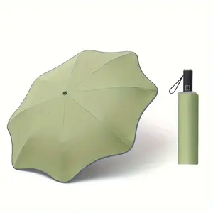 Safe Rounded Corners Automatic Folding Umbrella with High Visibility Reflective Design, Double Layer Oversized Canopy, Windproof UPF50+ UV Protection, Multi-Color Optional Portable Compact Unisex Sun & Rain Umbrella for Men Women Night Commute Travel Dail