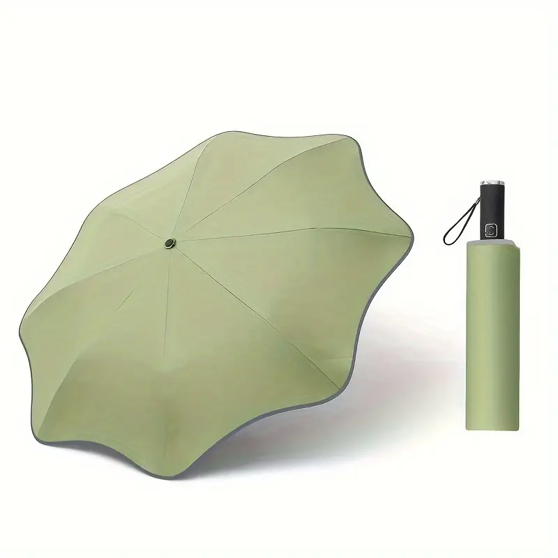 Safe Rounded Corners Automatic Folding Umbrella with High Visibility Reflective Design, Double Layer Oversized Canopy, Windproof UPF50+ UV Protection, Multi-Color Optional Portable Compact Unisex Sun & Rain Umbrella for Men Women Night Commute Travel Dail