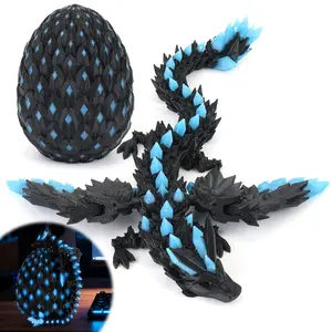 3D Printed Dragon with Wings Glow in The Dark Dragon Eggs with Dragon Inside Flexible Articulated Fidget Toy Easter Mythical Pieces Cool Luminous Desk Decor Gift for Kids & Adults Birthday Gift for Boys 8-12