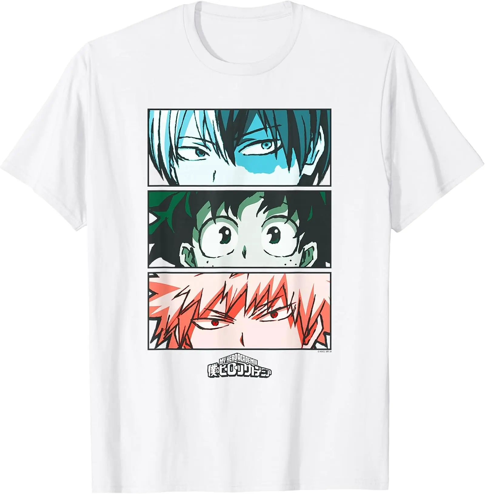 My Hero Academia Todoroki Deku Bakugo Eyes Anime Y2k Graphic Tee, MHA Anime Youth Shirt, Todoroki Deku Bakugo Eyes Manga T-Shirt for Men, Women and Kids