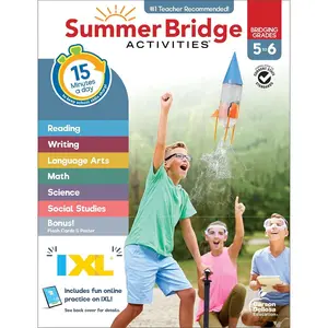 Summer Bridge Activities 5th to 6th Grade Workbooks All Subjects, Middle School Books With Math, Language Arts, Reading Comprehension, Science, Social Studies, Fitness, Flash Cards, and More Paperback – February 10, 2025