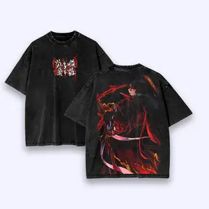 Limbus Company Ryoshu Crimson Aura Vintage Bootleg Inspired Wash Tee, Retro Anime RPG Gaming Graphic Unisex T-Shirt, Project Moon Throwback Heavyweight Sweatshirt, Y2K Dark Aesthetic Oversized Streetwear Hoodie And Tank Top