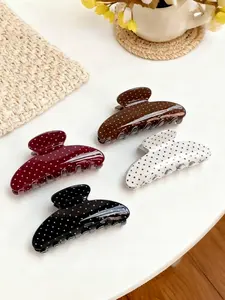 French Polka Dot Hair Claw Clips, Elegant Fashion Accessory for Women, Durable & Versatile Everyday Wear, Perfect Gift Idea, Flat Claw Clips