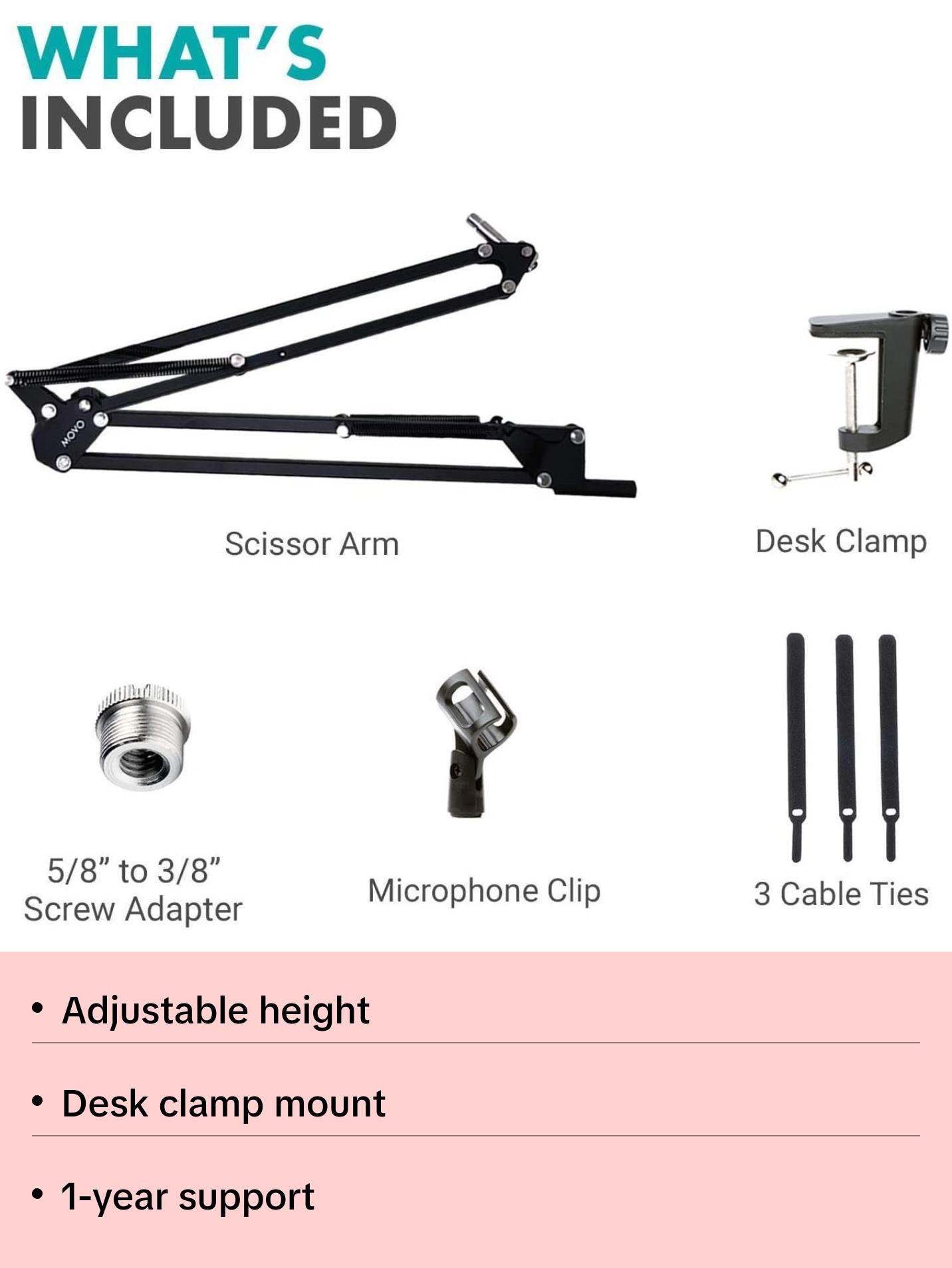 ASM-5 | Microphone Scissor Arm With Desk Clamp | Movo