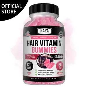 Kaya Naturals Hair Growth Gummies - Women's Hair Growth Support Supplement - Biotin 5000mcg Vitamins for Healthy Hair, Skin, and Nails - Beauty Supplement for Women or Men - 120 Count - Edible Blueberry Flavor