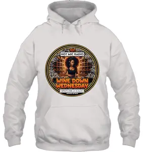 Hot Mic Radio Unisex Wine Down Wednesday Hoodie with Vibrant Graphic Design for HipHop & R&B Fans