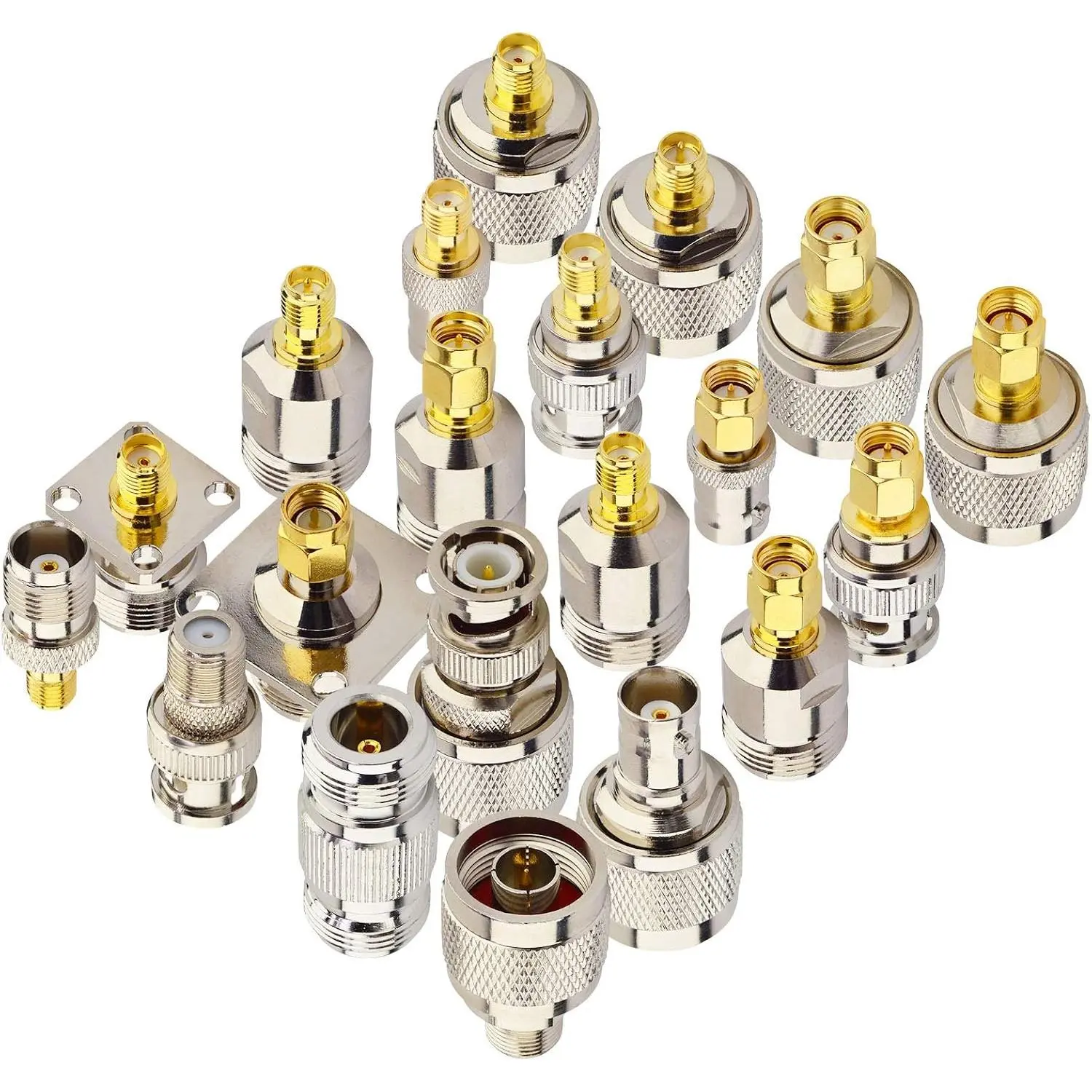 Coaxial Connector Adapter Kit (20 Types) - SMA, N, BNC, TNC, F-Type Male-to-Female RF Connectors, BNC to SMA Adapters for Audio & Video AV Receivers, F Rf Connectors Adapter